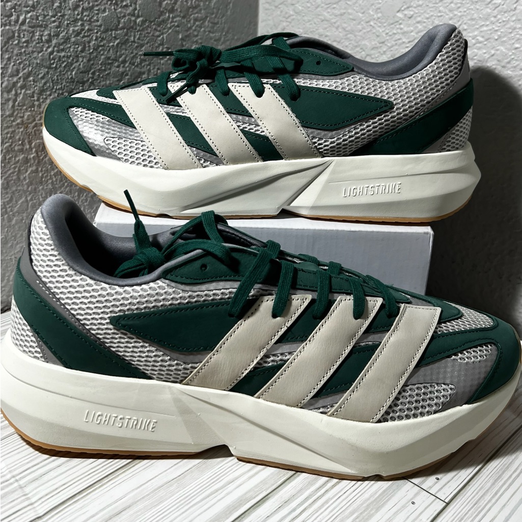 Adidas Men's Lightblaze Running Shoes Sneakers Green Silver Size 12 #Jr2616